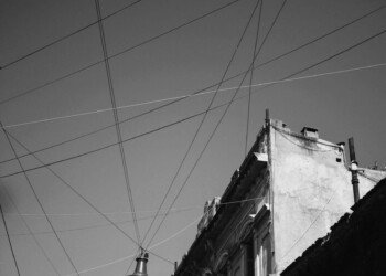 street photography of buildings in black and white style