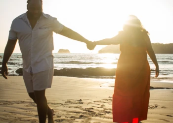 couple beach photography costa rica groom and bride wedding at sunset in costa rica